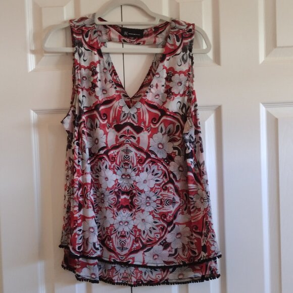 INC WOMENS XL TOP BLK/RED/WHITE - Picture 1 of 2
